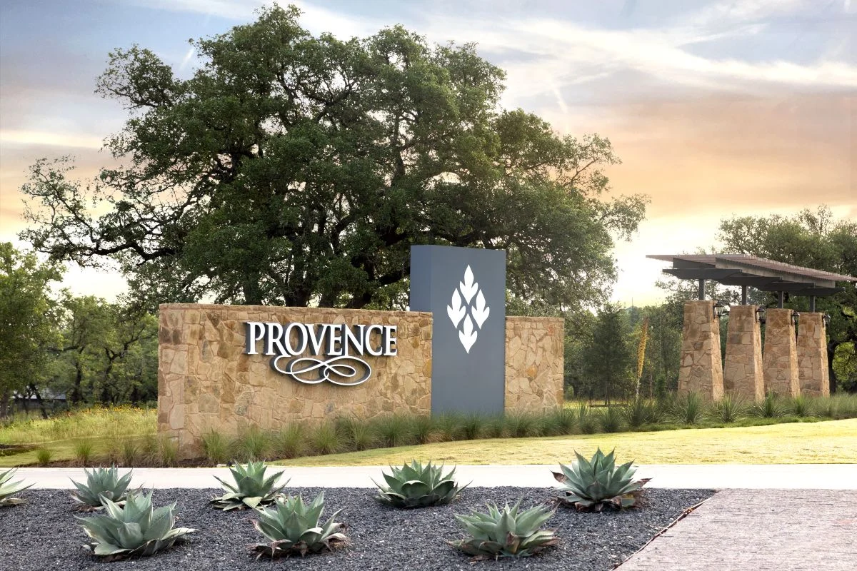 Provence entrance sign, located in Bee Cave, TX.