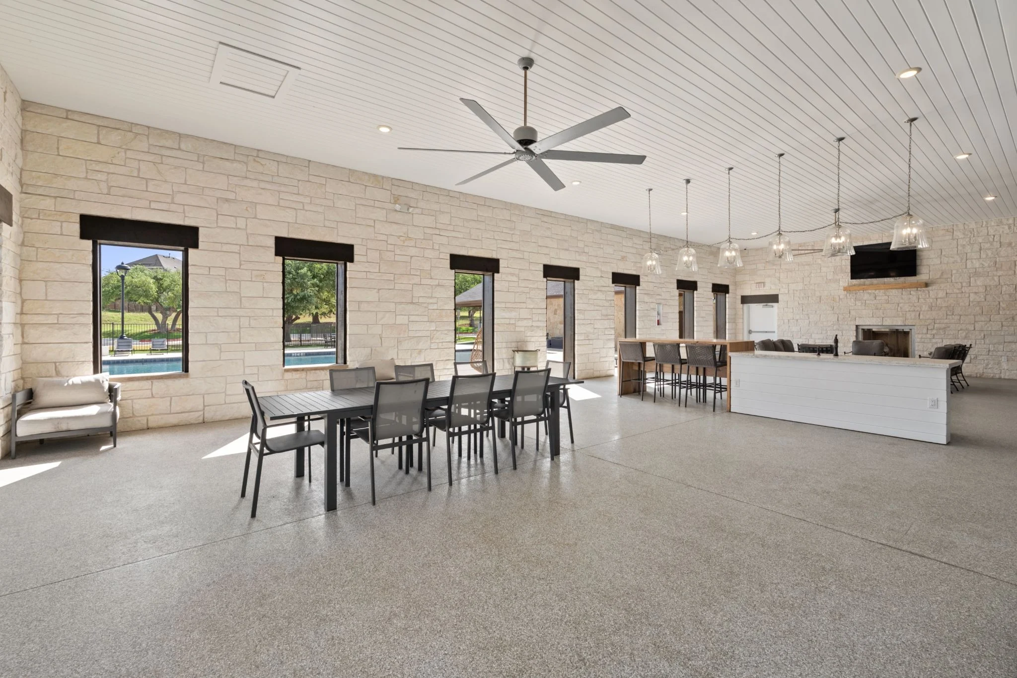 Interior view of the Provence Clubhouse, a gathering point for residents. 